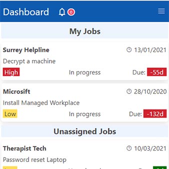 Allware mobile dashboard