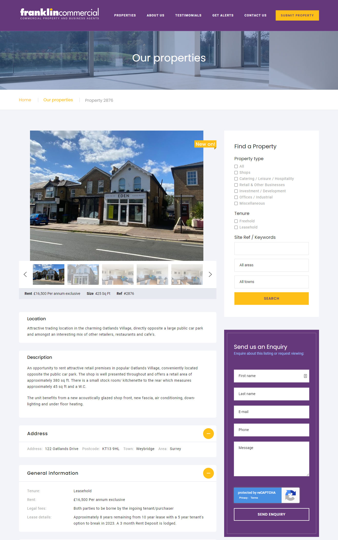 Franklin commercial property details page